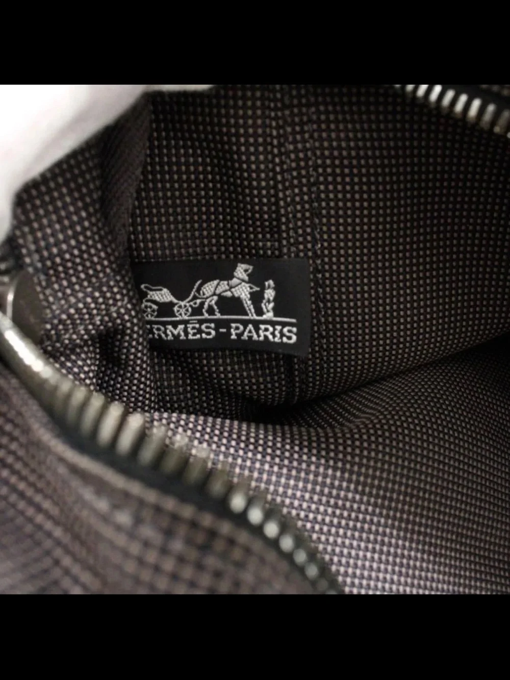 Hermes Dark Brown Canvas Tote with Signature Webbing